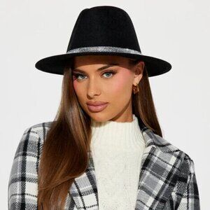 Fedora Wide Brim Felt glitter band Church Derby Hat